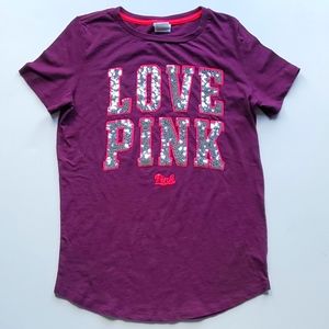 PINK sequin logo t-shirt